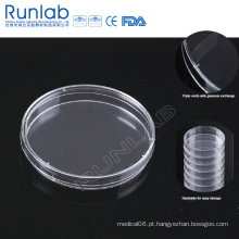 Placa de Petri de cultura de plástico descartável de 55 * 15 mm aprovada pela CE